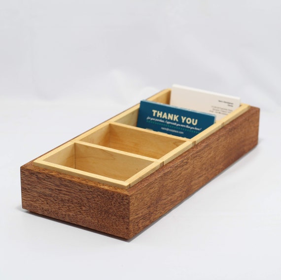 Desktop Name Card Stand Organizer for Office Desk Storage MyLifeUNIT Wood Business Card Holder