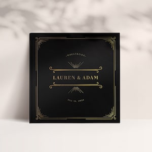 Art Deco Wedding Guest Book, Black and Gold Sign in guest book, Photo guest book, Instax mini guest book, Personalized Guestbook