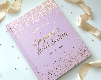 Quinceanera Guest Book, Sweet Sixteen Guest Book, Purple and Gold Foil Guest Book - Custom Guestbook - Wedding Guest Book - photo book