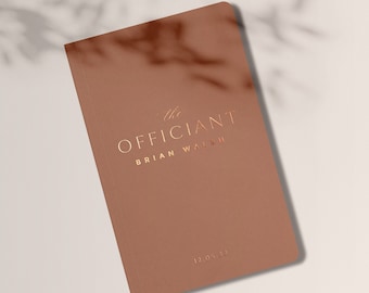 Personalized Wedding Officiant Book or Gift for Officiant, Terracotta and Rose Gold Minimalist Officiant Book