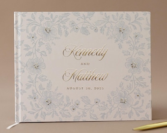 Personalized Wedding Guest Book Something Blue Bridal Gift Polaroid Book Wedding Decor Blue Floral Scrapbook Gift Anniversary Keepsake