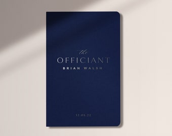 Personalized Navy Blue and Silver Foil Wedding Officiant Book or Gift for Officiant