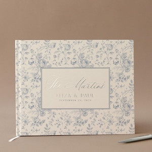 Personalized Wedding Guest Book French Toile Bridal Gift Polaroid Book Wedding Decor Blue Floral Scrapbook Gift Anniversary Keepsake