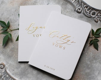 White and Gold Vow Books, Personalized Wedding Vow Books, Custom Wedding Vow Booklets, Set of 2 Vow Books, Vow Book Set