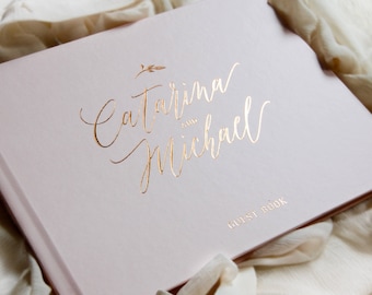 Wedding Guest Book Rose Gold Foil, Wedding Guestbook, Custom Guest Book, Personalized Guest Book, rose gold Wedding Guest Book, Photo Book