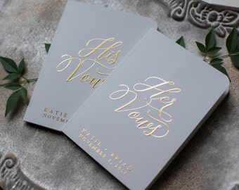 Personalized Wedding Vow Booklets, Matching Vow Books, Custom Wedding Vow Booklets, Grey Vow Books