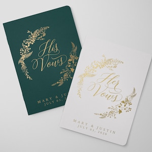 Emerald Vow Books, Personalized Wedding Vow Books, Custom Wedding Vow Booklets, White and Gold Vow Books, Vow Books Set, Gift for Couple