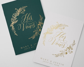 Emerald Vow Books, Personalized Wedding Vow Books, Custom Wedding Vow Booklets, White and Gold Vow Books, Vow Books Set, Gift for Couple