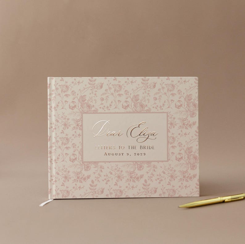 Bridal Shower Guest Book Letters to Bride Memory Collection Hardcover Guest Album Beautiful Floral Design Gold Accent Details Couple Shower Guest Book Personalized Wedding Messages Special Day Keepsake Bridal Party Essential