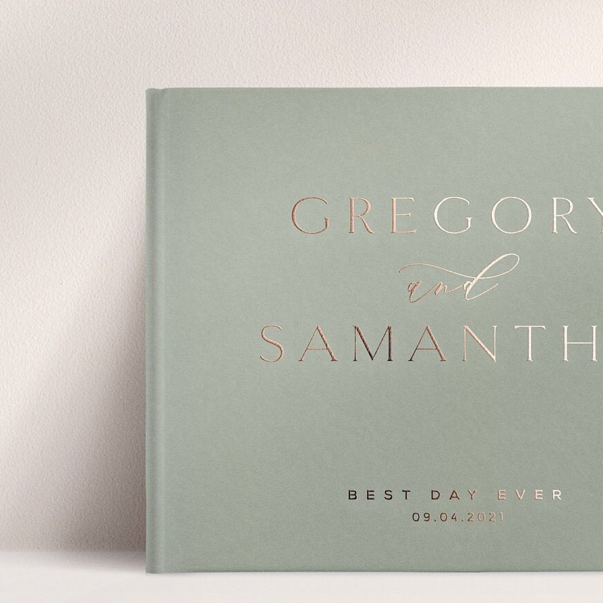 Sage Wedding Guest Book Sage Green and Rose Gold Foil Wedding Etsy