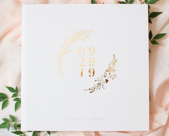 Bride /& Groom Guest Book Gift Idea Geometric Shapes Wedding Guestbook PDSPGB-79A White Personalized Guestbook Wedding Guest Book