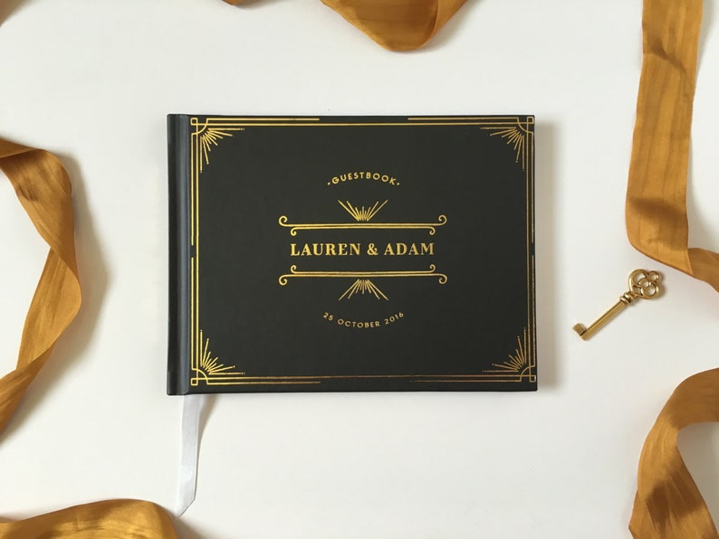 Real Foil Wedding Guest Book Art Deco Guest Book Art Deco Etsy