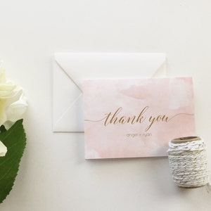 Blush Pink Watercolor Thank You Cards set of 10 Personalized thank you cards thank you cards custom thank you card image 2