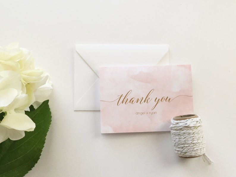 Blush Pink Watercolor Thank You Cards set of 10 Personalized thank you cards thank you cards custom thank you card image 2