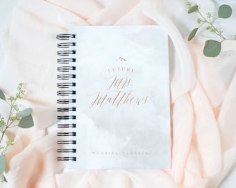 Grey Watercolor Wedding Planner, Rose Gold Watercolor Wedding Planner Book, Custom Wedding Planner Book, Personalized Wedding Planner