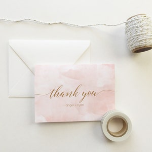 Blush Pink Watercolor Thank You Cards set of 10 Personalized thank you cards thank you cards custom thank you card image 1