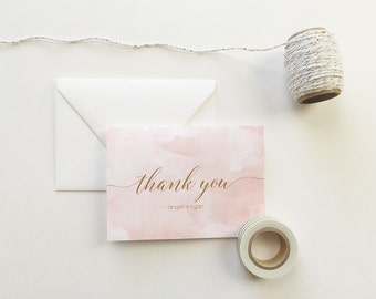 Blush Pink Watercolor Thank You Cards (set of 10) - Personalized thank you cards - thank you cards - custom thank you card