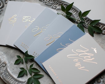 Mismatched Personalized Wedding Vow Books, Blush Wedding Vow Booklets, Rose Gold Vow Book Set, Dusty Blue Vow Books