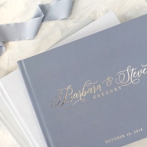 Dusty Blue Wedding Guest Book Silver Foil Blue Wedding Guestbook Custom Guest Book Personalized Guest Book Wedding Guest Book Photo Book