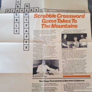 Scrabble Players Newspaper 1973 Volume 1 Fall Crossword Game Players Club Vintage