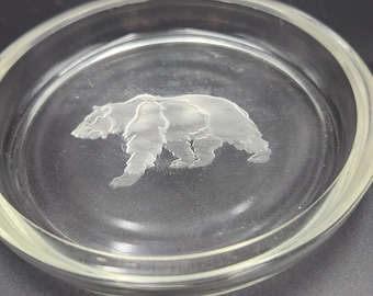 Wine Coaster  Pressed Glass Vintage Bear