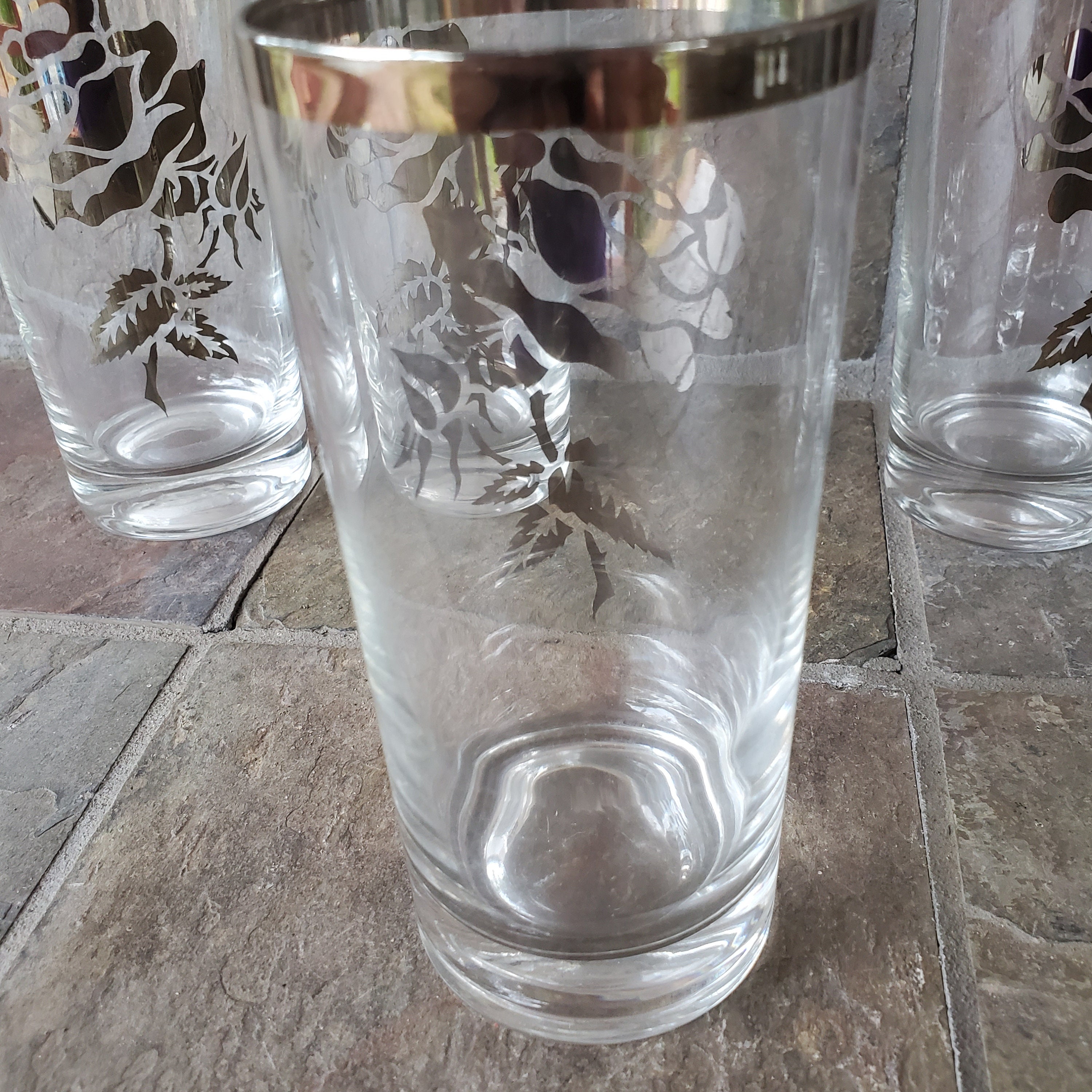 silver water glass