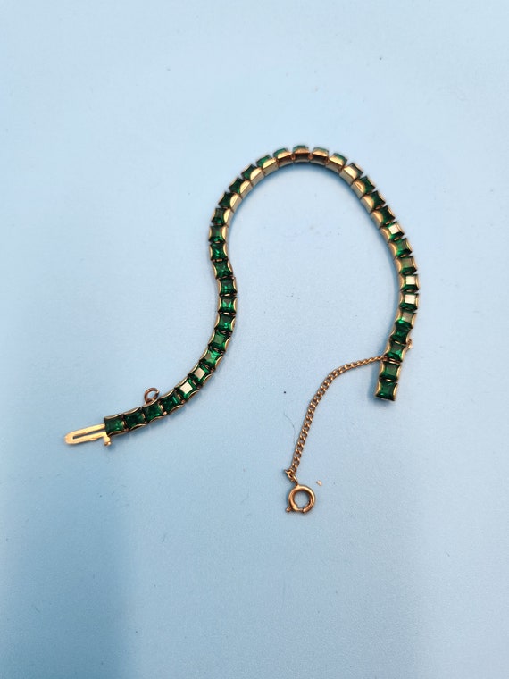 1950's  Green Stone Bracelet Stamped Germany Vinta