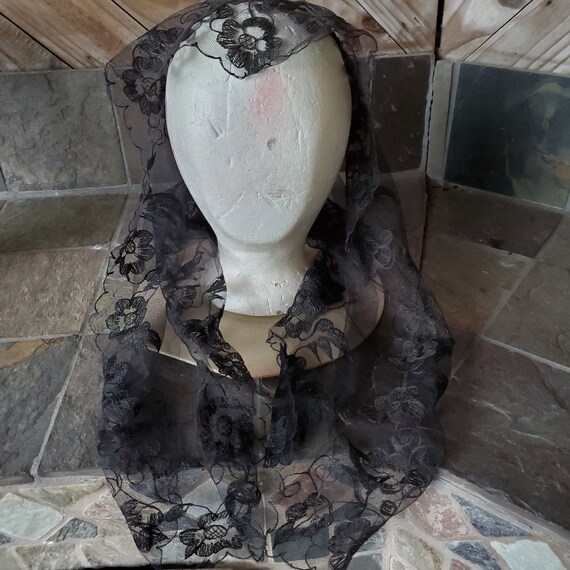 Mourning Scarf Vintage Head Scarf Funeral Head Cov