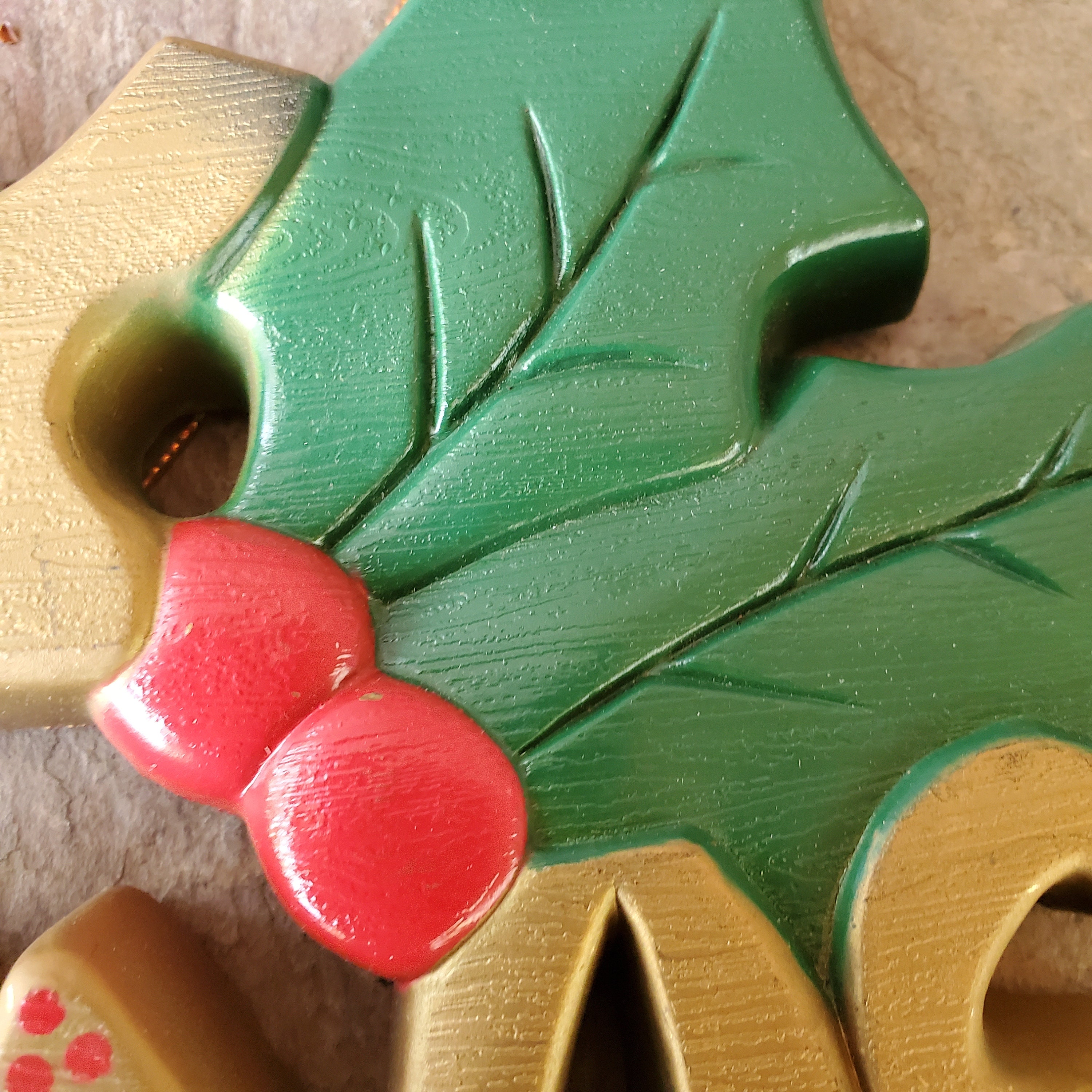 Merry Christmas Molded Plastic Vintage Christmas Decoration Etsy