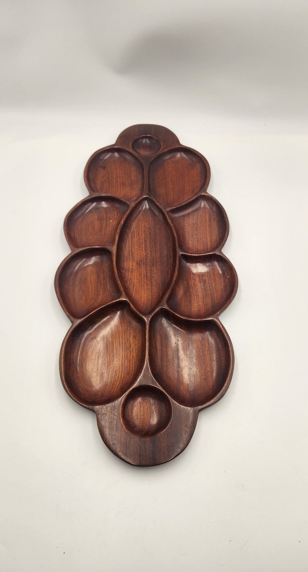 Mahogany Wood Compartment Tray Vintage Snack Tray Etsy