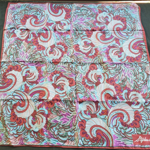 Stephen Burrows All Silk Scarf Teal, Pink, Red, P