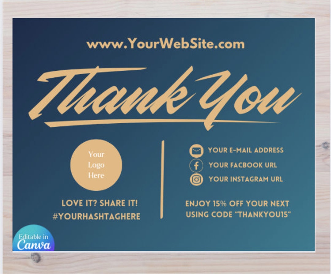 Canva Editable Royal Gradient Business Thank You Card Template - Etsy