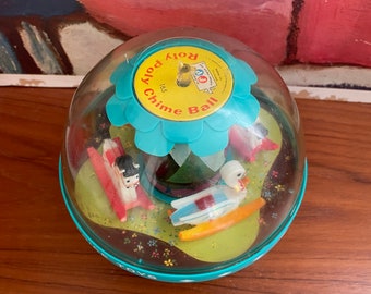 Vintage Fisher Price Roly Poly Turquoise Chime Ball