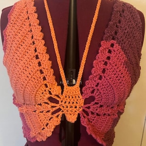 Karina Crochet Butterfly Crop Top