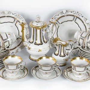 Antique porcelain tea set for 11 Person by Carl Tielsch