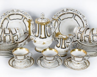 Antique porcelain tea set for 11 Person by Carl Tielsch
