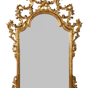 Antique Italian hand-carved gilt wood wall mirror