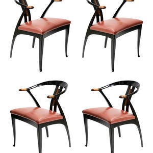 Set of 4 pcs. italian Mid-century Giorgetti dining chairs from 1980&#39;s