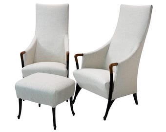 Pair of Giorgetti Progetti armchairs and pouf by Umberto Asnago