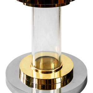 Italian brass, chrome and lucite table base by Romeo Rega, from, 1970s