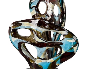 Escultura de cristal de Murano italiana hecha a mano y firmada.