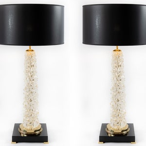 Pair of italian table lamps in transparent Murano glass