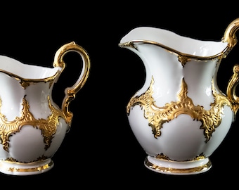 Juego de 2 uds. jarras / jarras de porcelana alemana Meissen para crema y leche