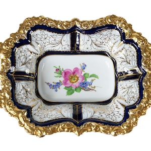 Meissen porcelain deep cabinet plate with handles