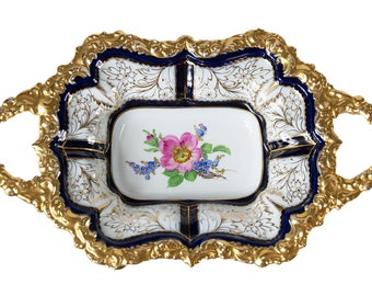 Meissen porcelain deep cabinet plate with handles