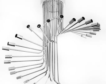 Lámpara de araña cromada en espiral italiana Gaetano Sciolari de mediados de siglo, alrededor de 1970