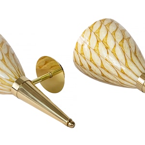 Pair of large italian Murano glass and brass wall light sconces