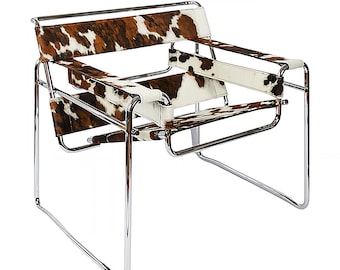 Sillón estilo Wassily de Marcel Breuer en piel de vaca