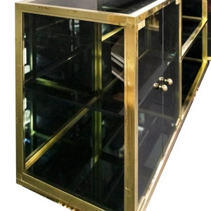 Mid-century brass and glass sideboard, etagere - vitrine in the style of Maison Jansen / Romeo Rega