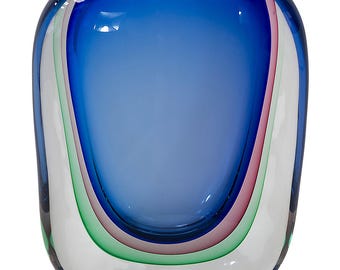 Vintage italian handmade Sommerso Murano glass vase